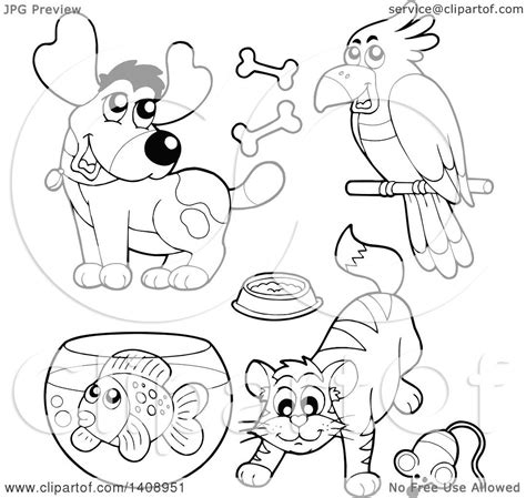 pet clipart black and white